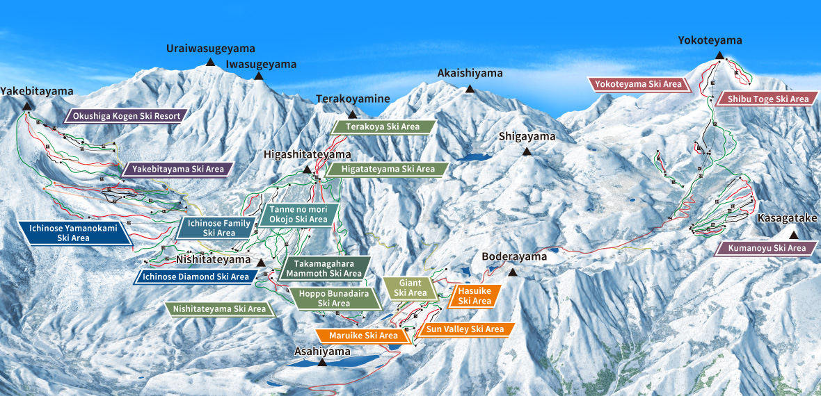 List of all Shiga Kogen ski areas